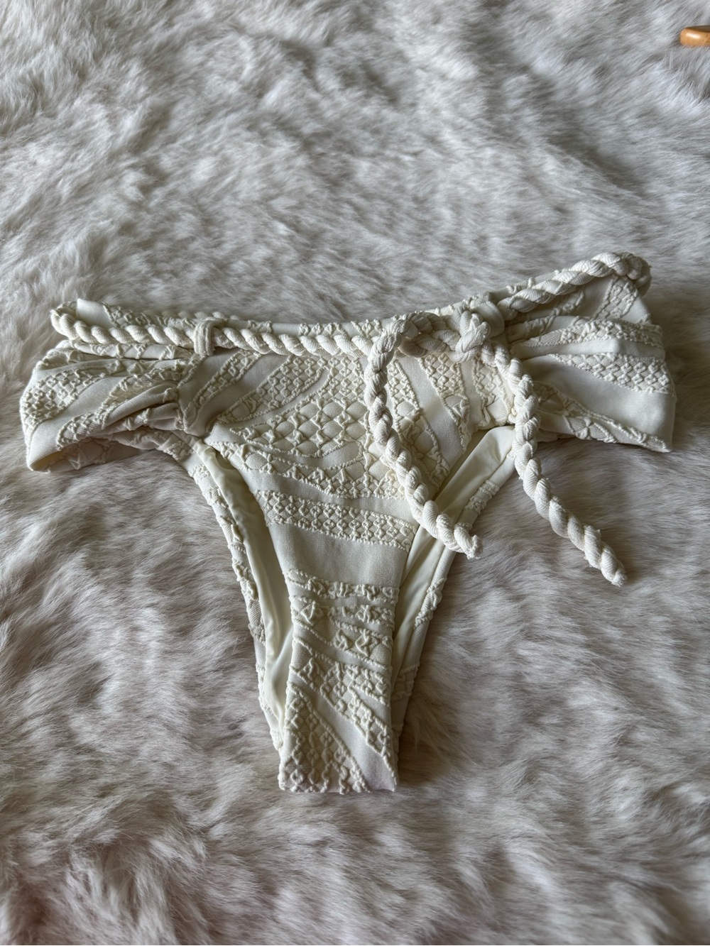 DEVON WINDSOR Cream Textured Tie-Side Bikini Bottom